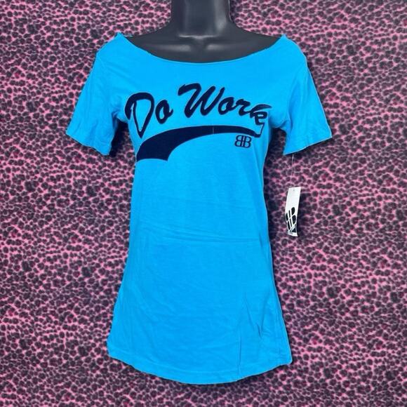 Big Black Do Work Y2K Vintage Deadstock Off The Shoulder Tee NWT - Picture 1 of 6